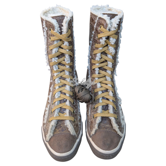 Converse RARE 2006 XHI 12 Eyelet Calf High Leather Wool Lined Boot Womens 10 - Picture 2 of 10